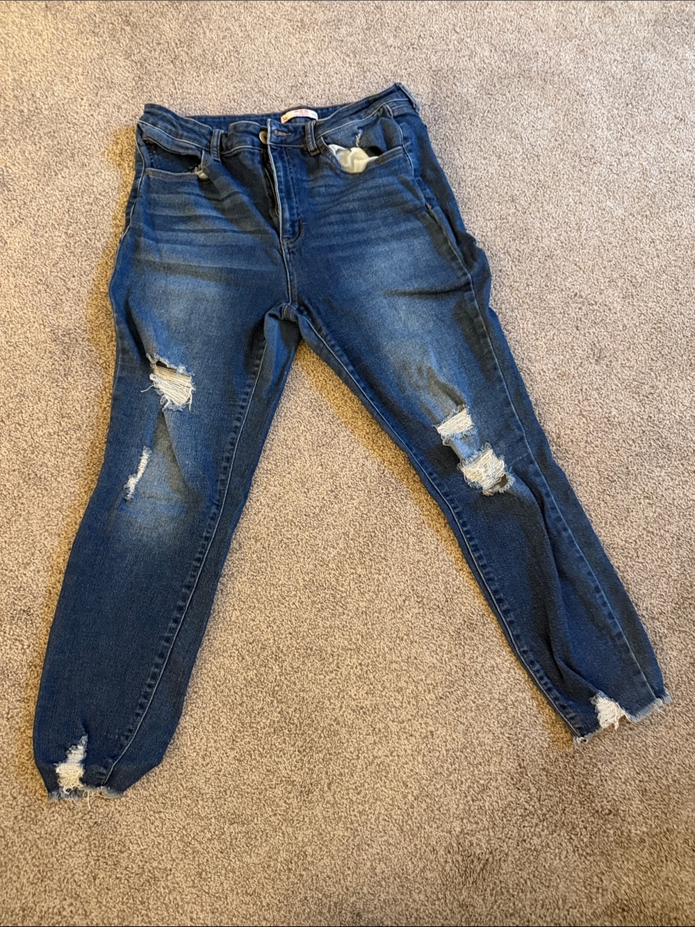 SO Dark Blue Distressed Boyfriend Jeans
